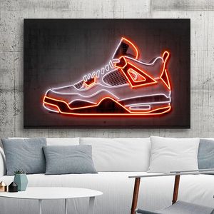 Schilderijen Neon Sign Sneaker Schoenen Canvas Mode Sport Posters Prints Wall Art Pictures voor Woonkamer Decor Cuadros 230615