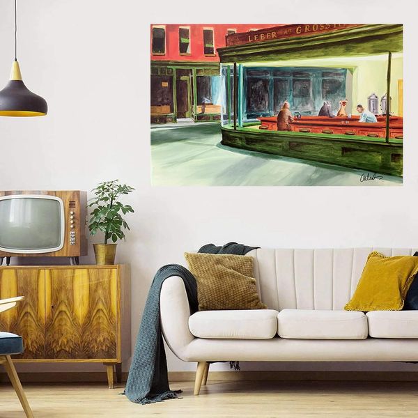 Peintures Nighthawks Home Decor Grande peinture à l'huile sur toile peinte à la main HD Imprimer Wall Art Pictures personnalisation est acceptable 21070512