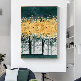 Pinturas Nordic Abstract Gold Foil Wall Art Pintura de lujo Lienzo Póster Imprimir Imágenes para la sala de estar Interior Comedor Decoración