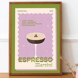 Schilderijen Nordic Poster Retro Cocktail Espresso Martini Canvas Schilderij Vintage Art Print Minimalisme Moderne Foto Keuken Muur Home Deco 231110