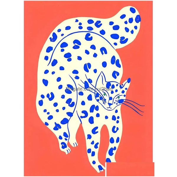 Peintures nordiques rouge bleu vert tigre de léopard