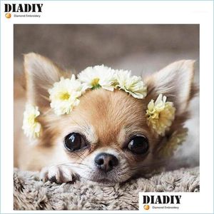 Pinturas Pinturas Diadiy Fl Square 5D Diy Pintura Diamante Lindo Perro Bordado Chihuahua Punto de Cruz Rhinestone Mosaico Art1 Drop D Dhcmd