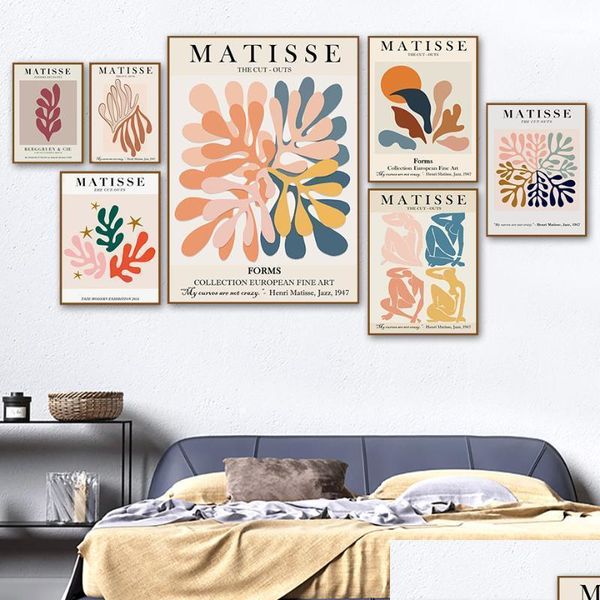 Pinturas Pinturas Matisse Colorf Hoja Abstracta Chica Curva Arte de la pared Pintura de la lona Pósteres nórdicos e impresiones Imágenes para vivir Ro Dhb1P