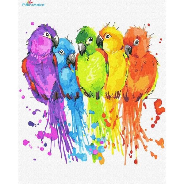 Pinturas Paintmake Animal DIY Pintura por números Colorido Loro Pintura al óleo Lienzo Decoración de la habitación del hogar Arte Picture224H
