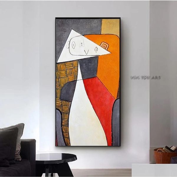 Pinturas Picasso Óleo sobre lienzo Famosas reproducciones de arte abstracto Pósteres de pared y hechos a mano para la decoración de la sala de estar Sin marco Drop Deli Dhrqi