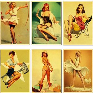 Schilderijen PIN UP GIRLS Schoonheid Retro Poster Vintage Muur Decor Voor Thuis Bar Cafe Persoonlijke Kamer