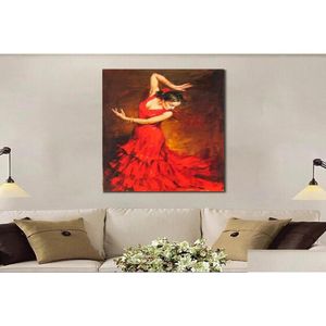 Pinturas Retrato Figura de arte Pinturas al óleo Flamenco Bailarina española Hecha a mano Mujer abstracta Imagen de lienzo para dormitorio Alta calidad730 DHC6G