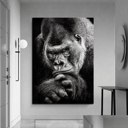 Schilderijen Poster Zwart Canvas Schilderij Foto Nordic Dieren Posters En Prints Aap Muur Foto's Voor Woonkamer Home Decor Drop Dhogg