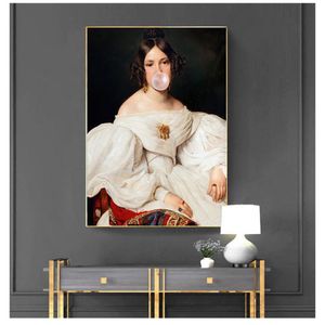 Pinturas Cartel Cartel de Moda Clásica Arte Baroco Imagen modular para la sala de estar moderna Decoración para el hogar Marco de lienzo Impresiones de pintura