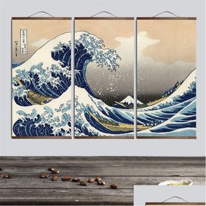 Peintures Affiches et impressions Peinture Mur Art Style japonais Ukiyo E Kanagawa Surf Toile Photos pour salon 210310 Drop Delive Dhrqz