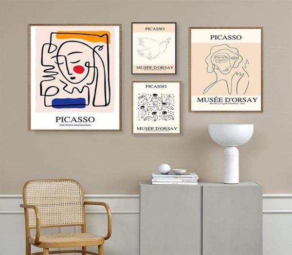 Peintures Rétro Picasso Oiseau de la paix Affiches et impressions Ligne abstraite Femme nue Toile Peinture Mur Art Photos Chambre Maison 3247552
