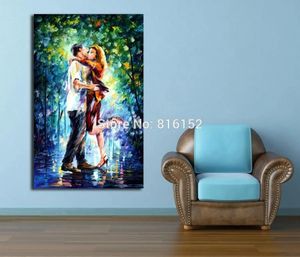 Schilderijen Romantische Minnaar Wandelen Lekker Gelukkige Kus 100% Handgeschilderd Paletmes Olieverfschilderij Canvas Overhandigen voor Hotel Kantoor Home Decor