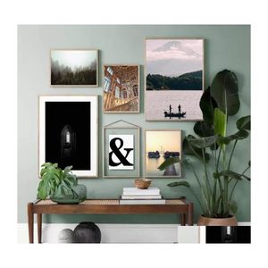 Schilderijen Scandinavian Nature Forest Europe House Canvas schilderen Wall Art Print Letter Poster Moderne Decoratieve foto's Living Roo DH8GA