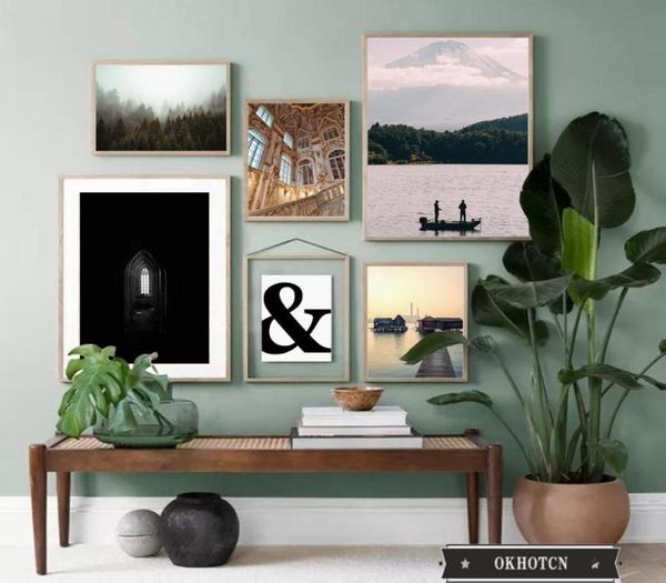 Pinturas Escandinavo Naturaleza Bosque Europa Casa Lienzo Pintura Arte de la pared Impresión Carta Póster Moderno Cuadros decorativos Living R3305406