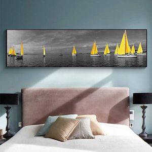 Schilderijen Zee Geel Boot Brug Toren Posters En Prints Landschap Foto Voor Thuis Canvas Schilderij Wall Art Woonkamer Decorat265G