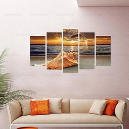 Peintures Seaside Sunset Diamond Peinture DIY 5D Cinq pièces Full Round Drill Paysage Série Kit Décoration de la maison Cadeaux 231205