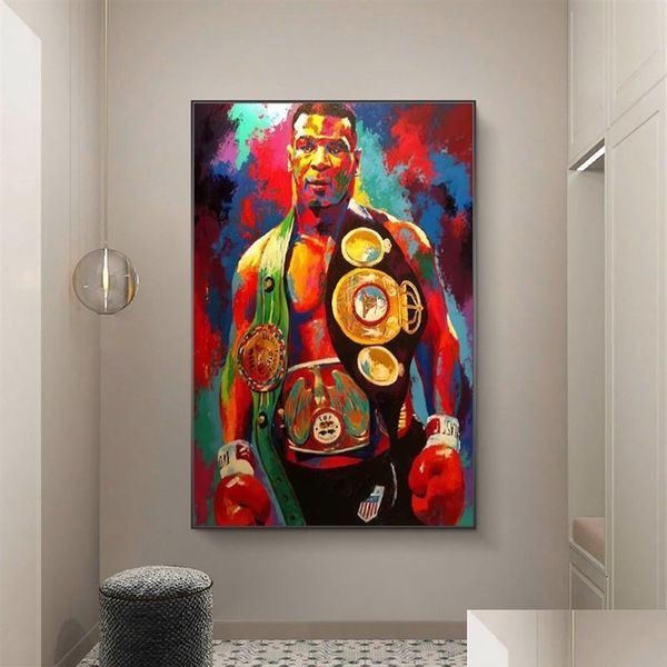 Peintures Street Iti Art Affiche Décoration murale Peinture Imprimer Toile Boxe Dhampion Tyson Image pour enfants Roomhome Dec26 Homefavor Dhiry