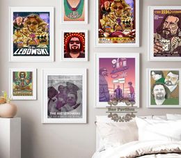 Schilderijen De Big Lebowski Komedie Film Vintage Art Prints Poster Ster Acteur Abstracte Illustratie Muur Foto Canvas Schilderij Ho7747972