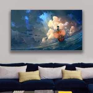 Schilderijen Thousand Sunny Ship Anime Manga Poster Ingelijst houten frame Canvas Muurdecoratie Prints Dorm Home Slaapkamer Decor Pai287b