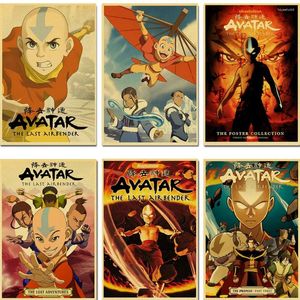 Peintures Vintage Cartoon TV Avatar Le dernier Airbender Affiche Action Anime Rétro Peinture Mur Art Pour Salon / Bar Décor
