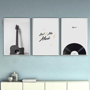 Peintures Vintage Instrument de musique Guitare Radio Toile Peinture Affiche et impression Salon Chambre Mur Art Photo Home Decor2511