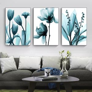 Schilderijen Muurposters Blauwe Bloem Plant Print Foto's Home Decor Abstract Canvas Kunst Muurschildering Modern Gangpad Cuadros voor Woonkamer Decor 231009