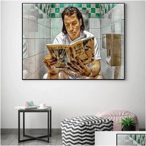 Schilderijen Aquarel Toilet Poster Pp Fictie Canvas Schilderij Vrouwen Roken Muur Foto Kunst Grappige Print Moderne Badkamer Home Decor Fr Dhuuh