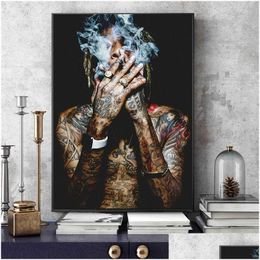 Schilderijen Wiz Khalifa Rap Muziek Hiphop Kunst Stof Poster Print Muur Foto's Voor Woonkamer Decor Canvas Schilderij Posters en Prin Dhued