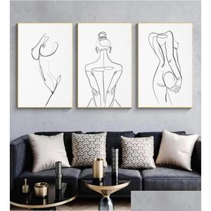 Schilderijen vrouw body one line ding canvas schilderen abstracte vrouw figuur kunst prints Noordse minimalistische poster slaapkamer muur decor dro dh4jc