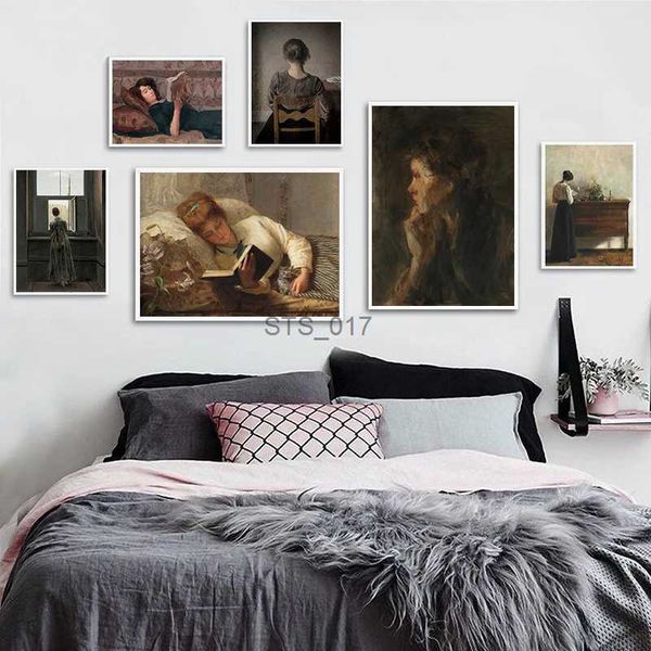 Pinturas Mujer leyendo pintura al óleo antigua sobre lienzo carteles galería vintage imágenes artísticas de pared impresiones femeninas para la decoración del hogar de la sala de estar