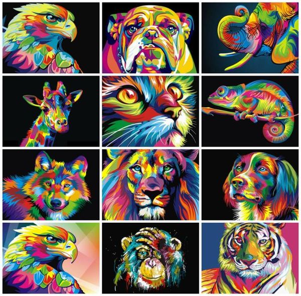 Pinturas por números de animales, imágenes de 50x40cm, juego de pintura al óleo por números, regalo para colorear por números, lienzo para pared, Set5286001