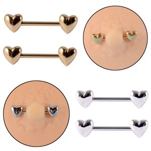 Paar 361L stalen tepel barbellring liefde hart vorm schild 14g tong piercing body sieraden 240407