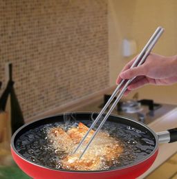 Paar 38cm Pot Niet-giftige Eetstokjes Roestvrij Staal Extra Lang Bestek Noodle Zilver Restaurant Koken Schoon Antiscald5305421
