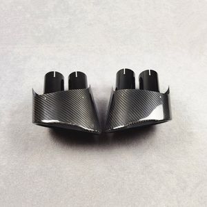 Pair 4 Outlets Full Glossy Black Exhaust Muffler Tail Tips For Audi RS Style Universal Carbon Car Rear Exhausts System