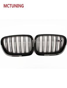 Paar Dual Line Glanzend zwart Mesh Grill Grille voor 5 Serie F10 F11 F18 M5 Racing Roosters Grills 20104680509