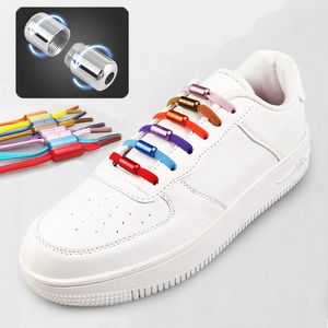 Paar elastische vergrendeling kleur metalen capsule elastische schoenveters platte sneakers schoenveters snel geen stropdas schoenveter kinderen volwassen schoenen kant 19 kleuren
