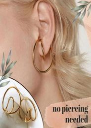 Paire de clips d'oreille géométriques punk pour femmes européennes et américaines sans boucles d'oreilles furtives cochléaires de forme spéciale percées Huggie983691259550