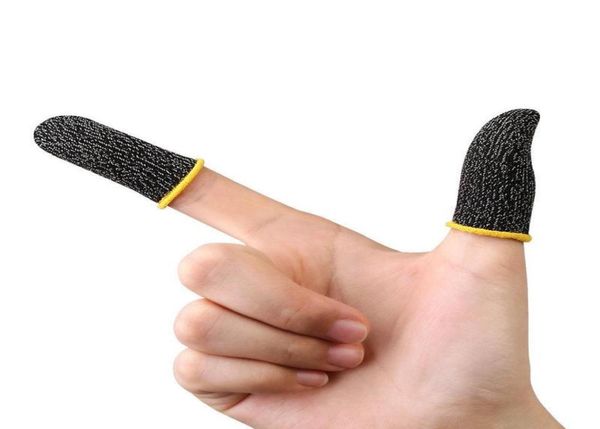 Par Gaming Finger Sleeve Fiber Puntas de los dedos transpirables para juegos AntiSweat Touch Screen Cunas Cover Sensitive Mobile Desechable Glo2940520