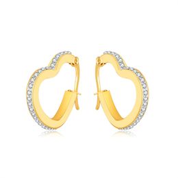 Paar vergoldete herzförmige Zirkonia-Ohrringe, Accessoires, modischer einfacher Ohrstecker aus Edelstahl, Schmuck für Frauen und Mädchen