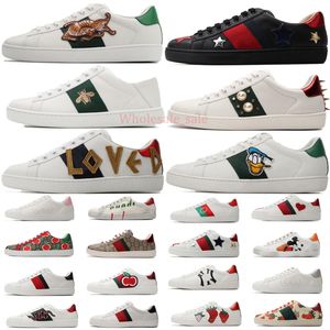 Paire De Luxe Designers Chaussures ACE Baskets Tenue Décontractée Tennis Screener Hommes Femmes À Lacets Classique En Cuir Blanc Motif Bas Chat Tigre Imprimer Sports Lover Trainers