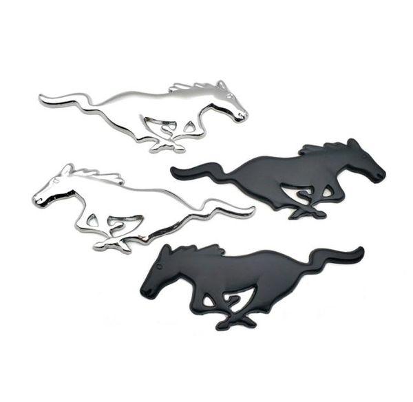 Par de Metal 3D corriendo caballo puerta lateral guardabarros coche insignia pegatina Auto emblema para Mustang8506238