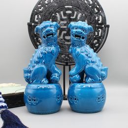 Par de foo dogsfu perros budas perros leones guardianes chinos escultura de cerámica 240429