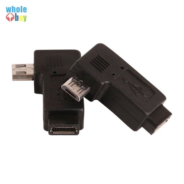 Par de adaptadores de enchufe Micro USB 2,0 macho de ángulo derecho izquierdo de 90 grados USB macho a Micro 5 pines hembra Hot Worldwdie