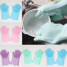 Paire de gants en Silicone avec brosse, sécurité réutilisable, gant de lavage de la vaisselle, gants résistants à la chaleur, outil de nettoyage de cuisine