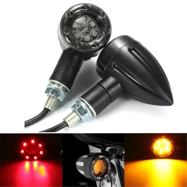 Parecidos Universal Motocicleta LED Turn Signal Indicadores Luz Freio Traseira Running Lamp