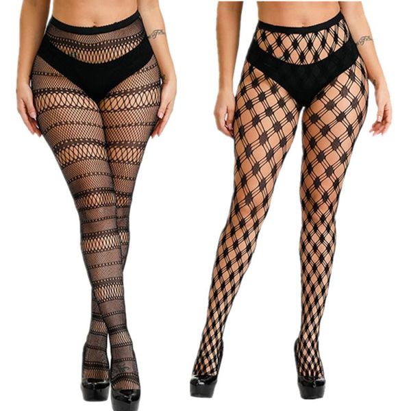 Pares de tallas de talla grande para mujeres Bodystocking lencería sexy sexo erótico medias de cuerpo de pescado grandes calcetines de pantimedias calcetines