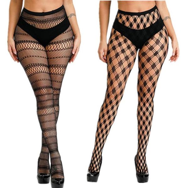 Pares de medias de talla grande para mujer, Bodystocking, lencería Sexy, medias eróticas para el cuerpo, medias de rejilla grandes, calcetines Hosiery2165