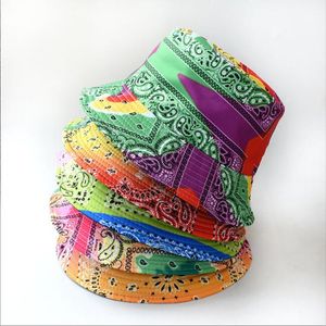 Paisley Seau Chapeaux Fleur Imprimé Pêcheur Chapeau Rue Pare-Soleil Rétro Mode Chapeau De Pêche Européen Américain Basin Casquettes Pliable Double Face Porter 24 Couleurs B002