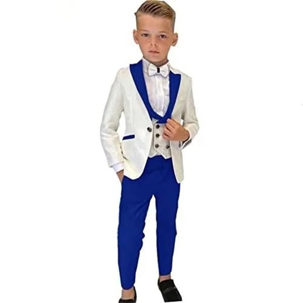 Costumes 3 pièces classiques Paisley pour garçons, tenue formelle de smoking intelligente et élégante pour enfants, blazer, gilet et pantalon pour fête 240119