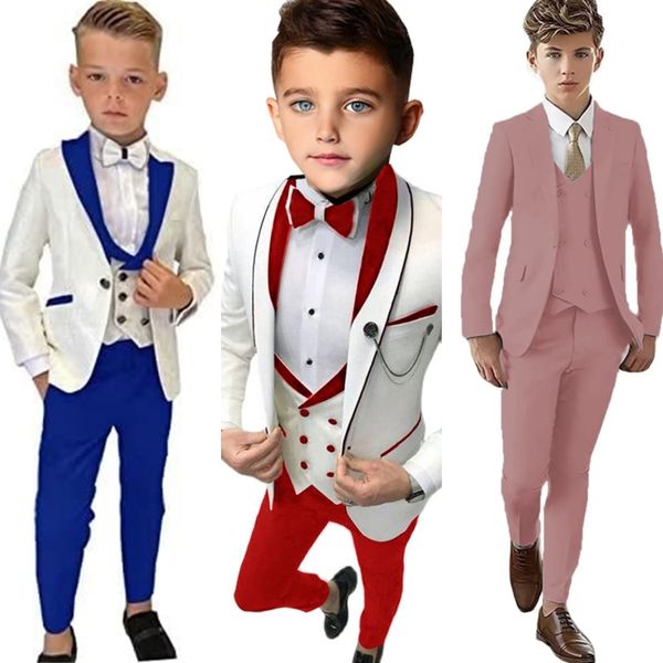 Paisley Trajes clásicos de 3 piezas para niños Traje formal de esmoquin para niño elegante y con estilo para niños Blazer Chaleco y pantalones para fiesta Boda Esmoquin para portador de anillos para niños con flores